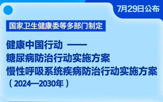 糖尿病、慢性呼吸系统疾病防治行动实施方案（2024—2030年）公布